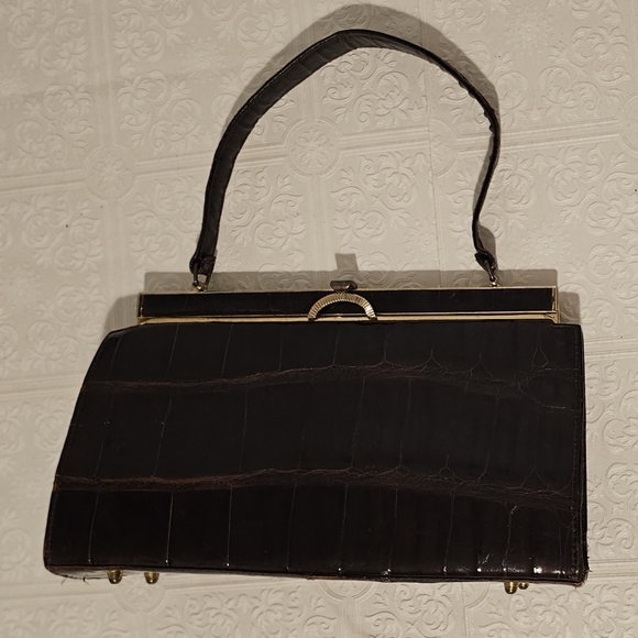 Vintage Vassar Genuine Alligator Clutch Purse Color Dark Brown - Picture 10 of 16